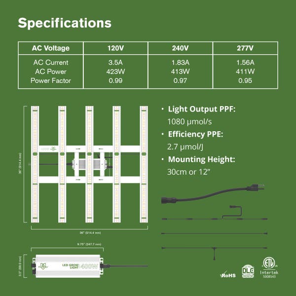 FloraFlex Full-Spectrum 400W LED 