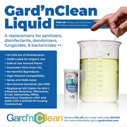 Gard'nClean Liquid: A replcement for sanitizers, disinfectants, deodorizers, fungicides & bactericides