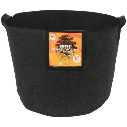 Gro Pro Essential Round Fabric Pots with Handles, Black