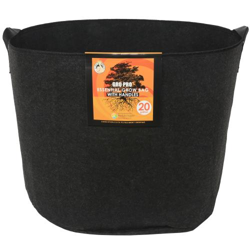 Gro Pro Essential Round Fabric Pots with Handles, Black